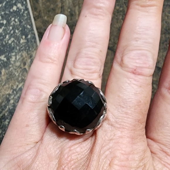 Sterling silver Big Dome chunky ring with black stone size 7 Fine Jewelry - Picture 7 of 7